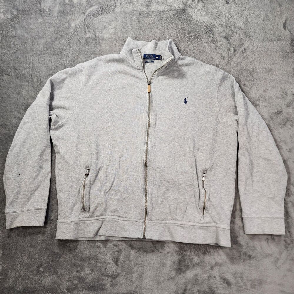 Polo Ralph Lauren Men's Sweater Size XXL Gray Estate Rib 1/4 Zip 100% Cotton